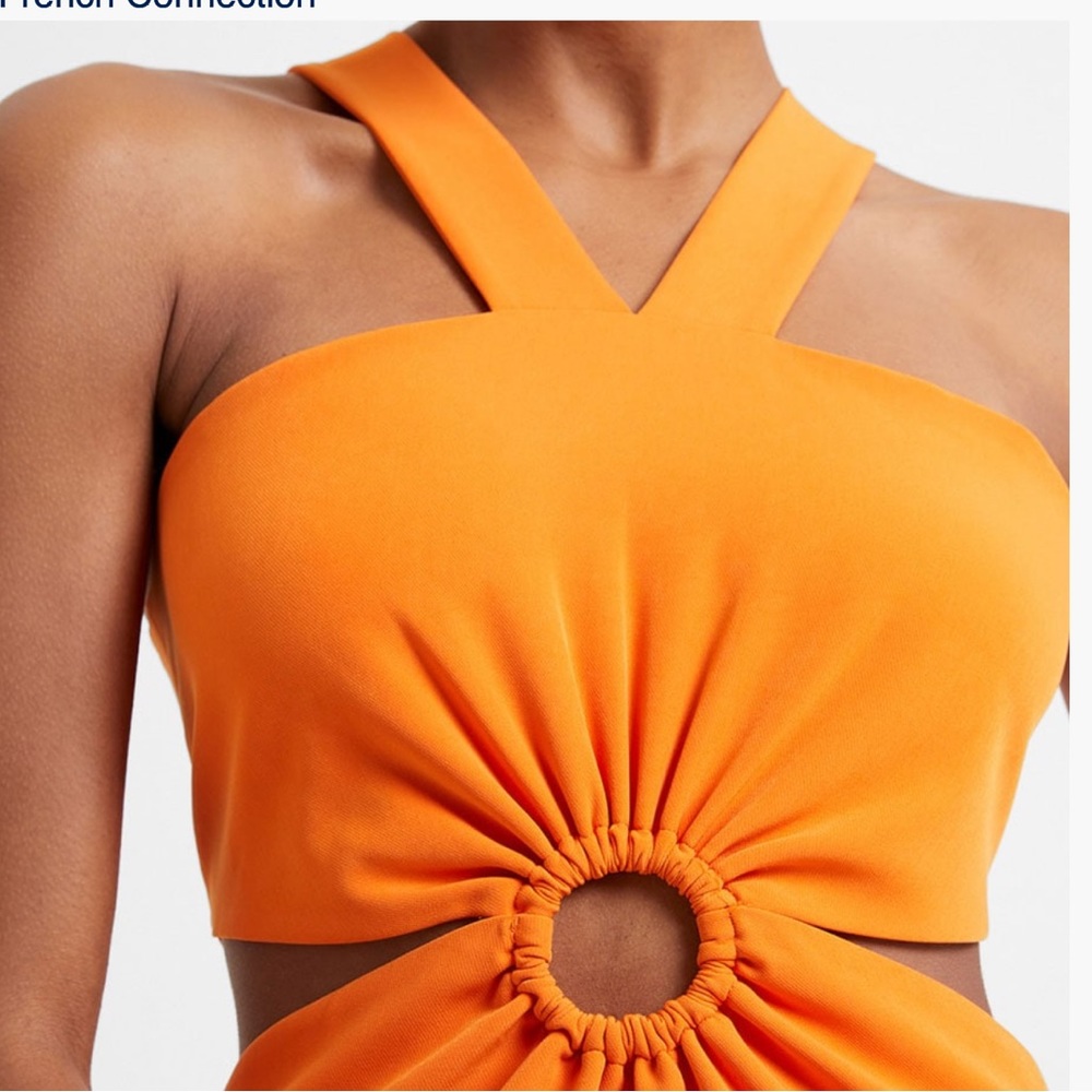 French Connection Side Cut-Outs O-Ring Halter Neck Echo Dress -Size 4 - Picture 7 of 12